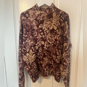 LC Lauren Conrad Floral Knit Sweater - Burgundy and Beige